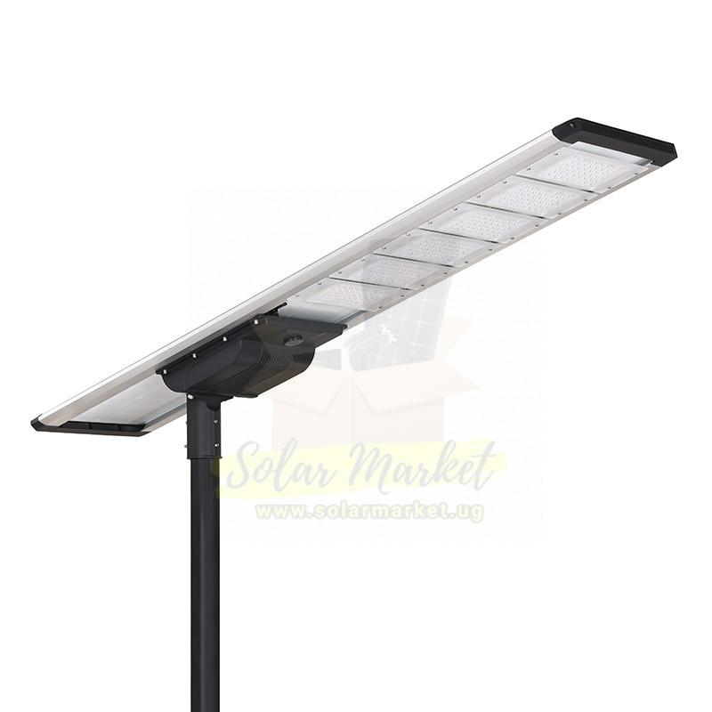Altop 300W Solar LED Street Light for Public and Commercial Outdoor Lighting 18V 140W Mono-Crystalline Panel LiFePO4 12.8V 72AH Battery Microwave Motion Sensor 6000K (0477E300-01)