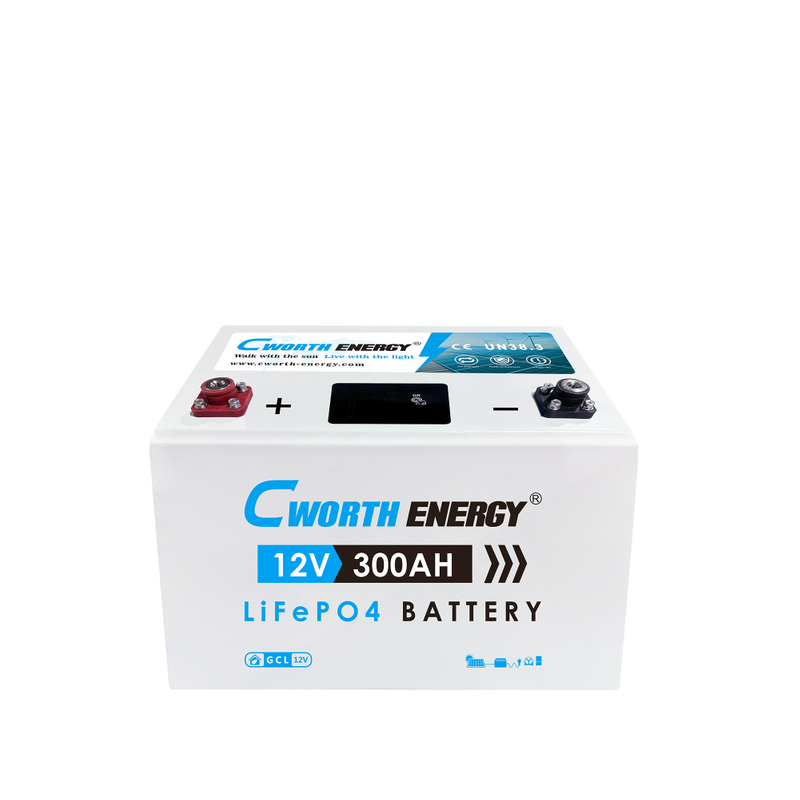 Cworth 3.84kWh 12.8V Lithium Solar Battery for Home Solar Storage with 150A Max Current, 3200 Cycle Life, IP21, Up to 4 Parallel (CE-GCL-12300)