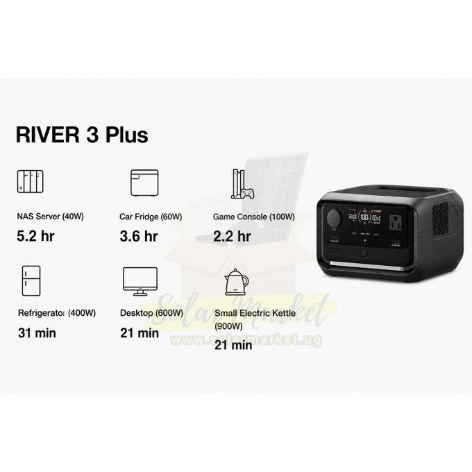 Ecoflow RIVER 3 Plus 286Wh Portable Power Station for Home Backup and Outdoor Use Pure Sine Wave 600W AC Output LiFePO4 Battery UPS <10 ms 5-Year Warranty