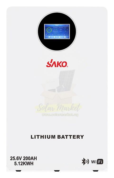 Sako Li-Sun SK-25.6V200Ah 5.12kWh 25.6V 200Ah LiFePO4 Solar Battery for Home and Small Business Backup, 90% DoD, 6000 Cycles, RS485