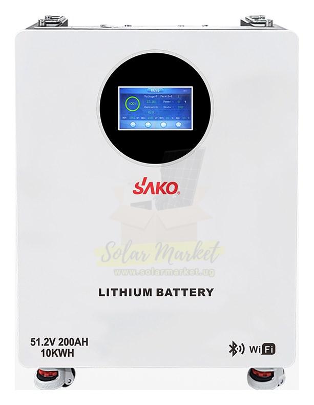 Sako 10.2kWh LiFePO4 Solar Battery for Home and Small Business Backup 51.2V 200Ah 90% DoD CAN RS485 1-15 Parallel 10-Year Warranty (Li-Sun-SK-51.2V200Ah)