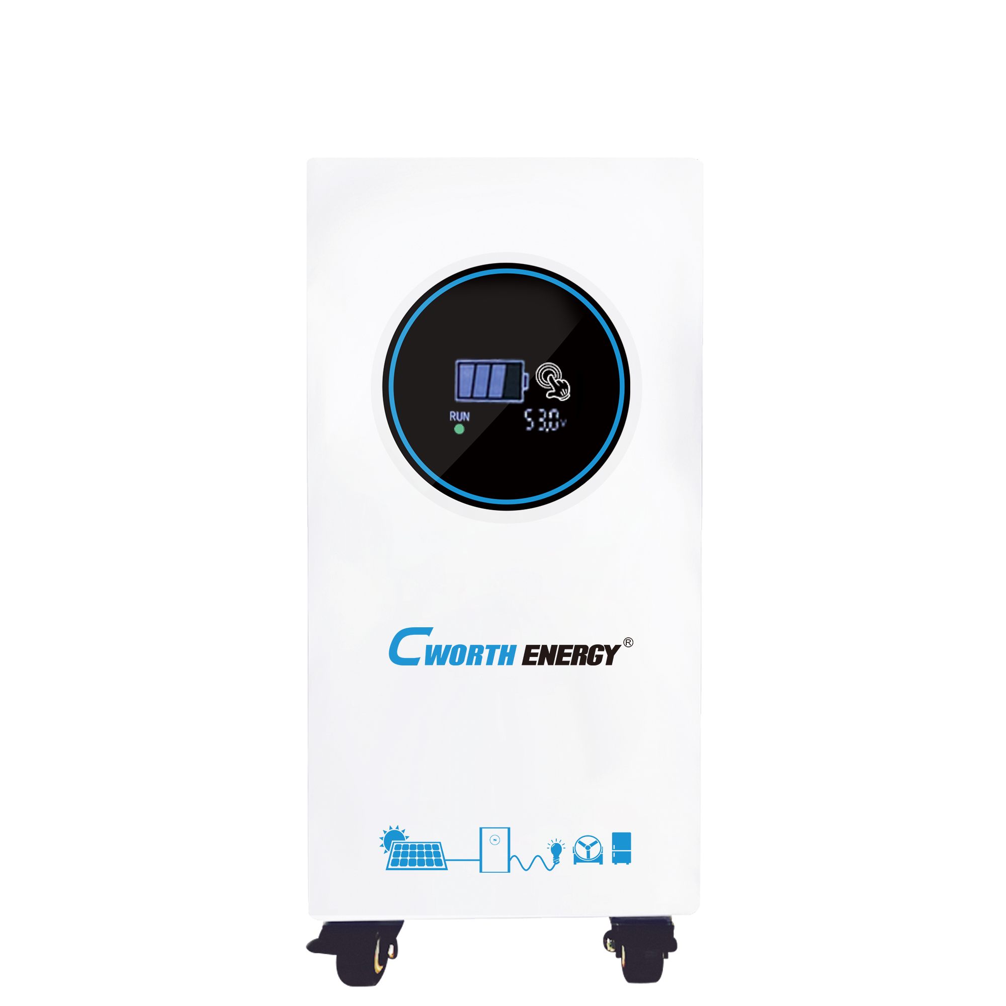 Cworth 15kWh 51.2V Lithium Solar Battery for Home and Small Business Backup 200A Max Current 6-Unit Parallel IP21 26000 Cycles 80% DoD 129.5kg (CE-LBF-48300C)