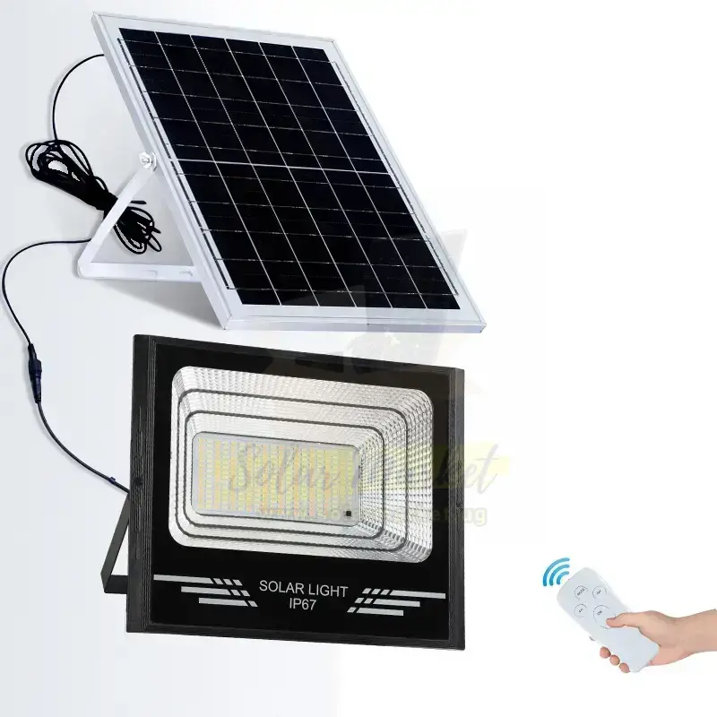 Altop 200W Solar Flood Light with 3.2V 12000mAh LiFePO4 Battery and 6V 15W Polycrystalline Panel for Outdoor Security and Area Lighting (0427D200-02)