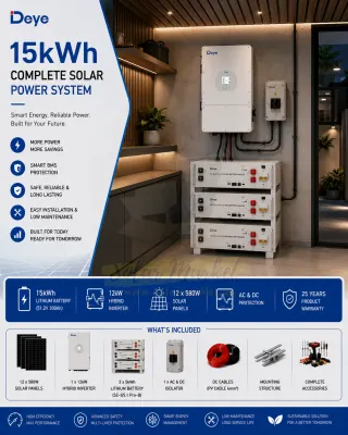 Deye Complete Solar System for Residential solar and Powering essential (15kwh)