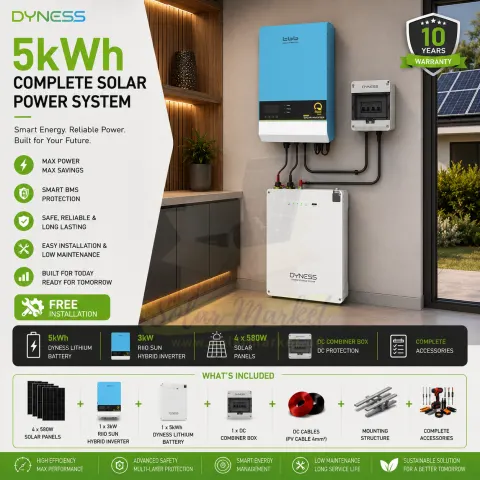 Dyness 3kW Inverter Complete Hybrid Solar Power System for Home backup power and Small business energy 2.32kW / 2320W PV 5kWh Battery (5kwh)