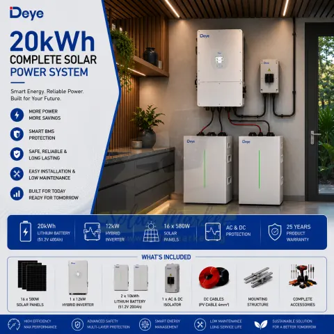 Deye Complete Solar System for Home backup power and Small business energy (20kwh)