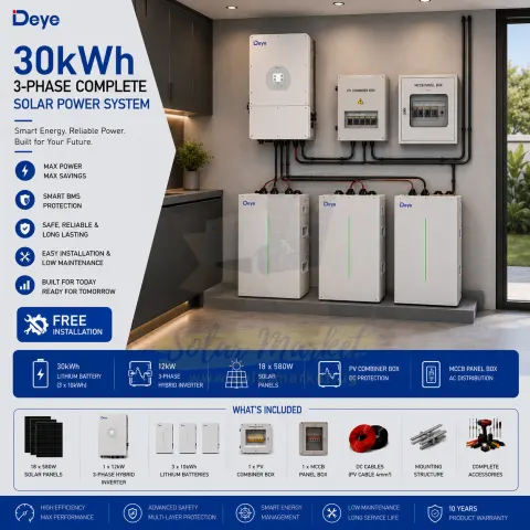 Deye Complete Solar System for Commercial and Three-phase facility (30kwh 3phase)