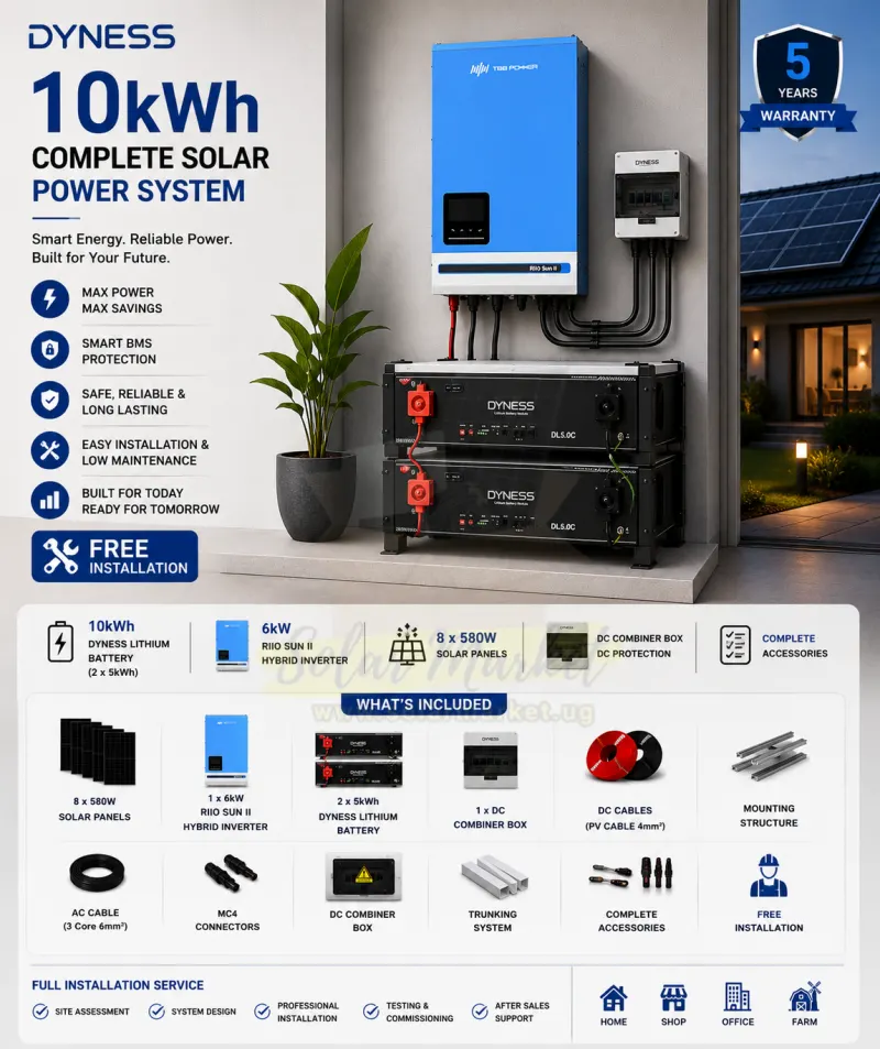 Dyness Complete Solar System for Home backup power and Small business energy (10kwh)