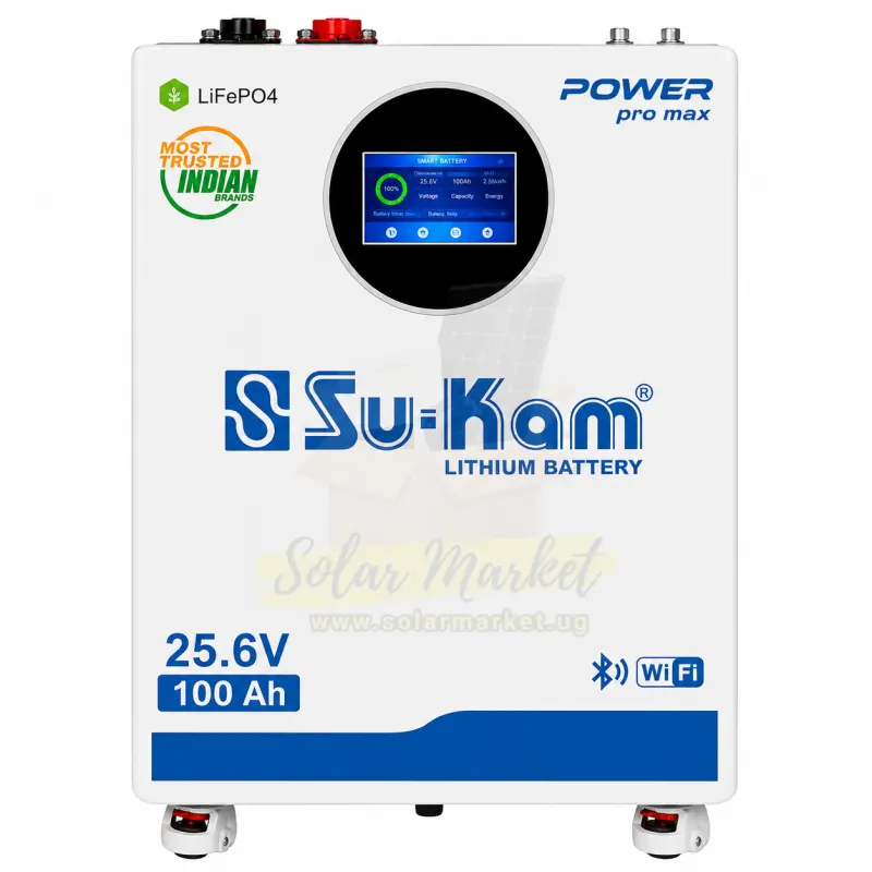 Sukam 10.2kWh LiFePO4 Solar Battery for Home and Small Business Backup 51.2V 200Ah Low Voltage Stackable 1-15 Parallel CAN/RS485 Communication IP21 90% DoD 8000 Cycles (PPM200-51)