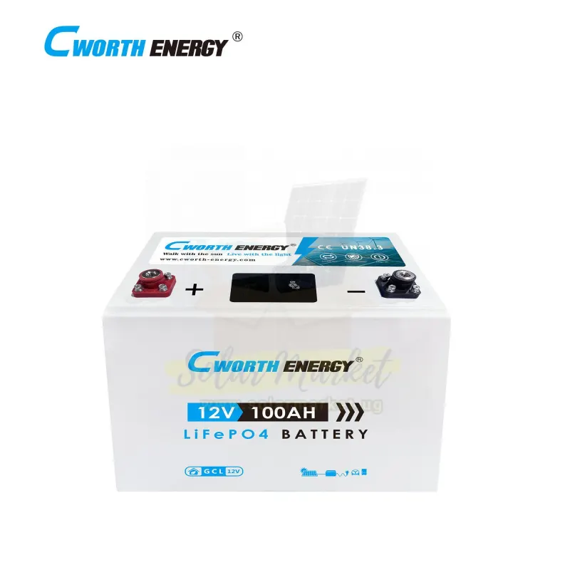 Cworth 1.28kWh 12.8V Lithium Solar Battery for Home Solar Storage 100A Max Current 3200 Cycles IP21 2-Series 4-Parallel (CE-GCL-12100)