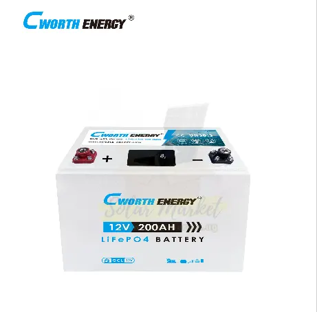 Cworth Energy 12V 200Ah LiFePO4 Lithium Solar Battery Deep Cycle Maintenance Free Long Lasting Power Storage